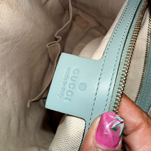 Gucci Tan and Blue Satchel - Picture 8 of 14